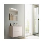 Caesaroo - meuble de salle de bain suspendu 60 cm en bois blanc satin avec vasque en porcelaine - olympus ...