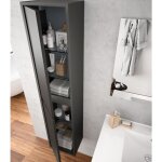 Caesaroo - meuble de salle de bain suspendu 60 cm en bois noir satin� avec vasque int�gr� - nova - standard ...
