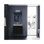 Caesaroo - meuble de salle de bain suspendu en bois noir satin� 70 cm avec 2 portes - nova - standard ...