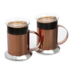 La cafetiere - set de 2 tasses de caf, acier inoxydable, effet cuivre