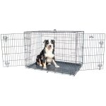 Cage pour chien fortressooxl, caisse de transport pour chien moyen 107x71x77cm, pliable, 2 portes, plateau ...