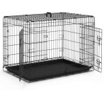 Cage pour chien pliable - 107x70x78cm - 2 portes verrouillable et plateau amovible - cage de transport ...