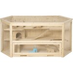 Cage � hamster - pawhut - 3 niveaux - bascules fen�tres bouteille d'eau cabanes toit articul� - 115x60x55 ...