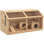 Cage pour hamster - pawhut - avec acrylique, ventilation, couvercle ouvrant et accessoires - bois - 85x45x44cm ...
