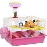 Pawhut - cage  hamster rat rongeur - plateforme, biberon eau, roue, maisonnette, tubes - acier blanc ...