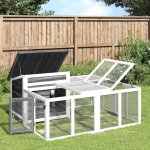 Cage de lapin avec toit - vidaxl clapier gris 144x123x67, 5 cm bois de pin massif - cage de lapin avec ...