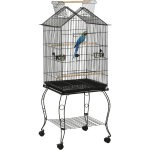 Cage à oiseaux sur pied volière avec 2 mangeoires perchoirs plateau amovible poignée et roulettes - 50 ... Cage à oiseaux sur pied volière avec 2 mangeoires perchoirs plateau amovible poignée et roulettes - 50 ...