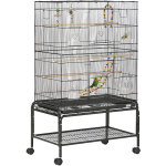 Cage à oiseaux sur roulettes - étagère, plateau déjection, 3 perchoirs, 4 mangeoirs, 2 portes, 8 trappes, ... Cage à oiseaux sur roulettes - étagère, plateau déjection, 3 perchoirs, 4 mangeoirs, 2 portes, 8 trappes, ...