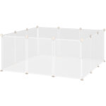 Pawhut - cage parc enclos modulable petits animaux - dim. 105l x 105l x 45h cm - 12 panneaux r�sine pp ...