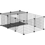 Cage parc enclos rongeurs modulable dim. l 105 x l 70 x h 35 cm rsine pp fil mtallique noir