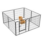 Cage pliant pour chien en métal avec porte et plateau parc pour petit animal 8 comprimés Cage pliant pour chien en métal avec porte et plateau parc pour petit animal 8 comprimés