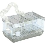 Pawhut - cage rongeur hamster - tunnel, poignée, accessoires - plastique acier gris blanc Pawhut - cage rongeur hamster - tunnel, poignée, accessoires - plastique acier gris blanc