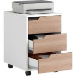 Caisson bureau - homcom - sur roulettes - 3 tiroirs - mdf - 40x50x57, 5cm - blanc et chne