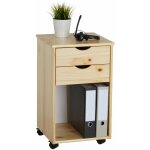Caisson de bureau sur roulettes kano, avec 2 tiroirs, en pin massif naturel