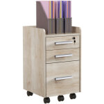 Caisson de bureau rangement bureau sur roulettes 3 tiroirs 1 verrouillable 1 trieur dossiers effet ch�ne ...