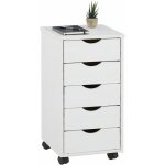 Caisson de bureau sur roulettes lagos, avec 5 tiroirs lasur� blanc
