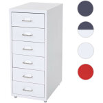 Mendler - caisson a roulettes boston t851, meuble  tiroirs 69x28x41cm 6 tiroirs gris fonc blanc - gris ...