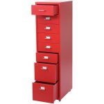 Hhg - jamais utilis] caisson  roulettes boston t851, placard en acier, 109x28x44cm 8 tiroirs, rouge ...