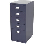 Hegele - caisson  roulettes boston t851, placard  tiroirs en acier, 69x28x44cm 5 tiroirs, gris fonc ...