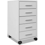 Caisson � tiroir de bureau avec roulettes et 5 tiroirs blanc vidaxl