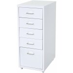 Dcoshop26 - caisson  tiroirs meuble de rangement bureau sur roulettes 69x28x41cm 5 tiroirs acier blanc ...