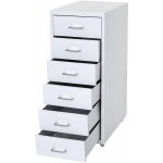 D�coshop26 - caisson � tiroirs rangement bureau sur roulettes 69x28x41cm 6 tiroirs en acier blanc 040004357 ...
