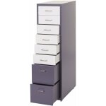 Dcoshop26 - caisson  tiroirs sur roulettes rangement bureau 8 tiroirs 110x28x41cm en acier gris fonc ...