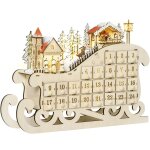 Calendrier de l'avent led traineau - 10 lumires blanc chaud - 24 tiroirs - dcoration lumineuse de nol ...