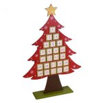 Calendrier de l'avent sapin bois rouge cm36x8h53