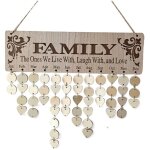 Calendrier rappel d'anniversaire plaque de panneau de suspension murale, avec ornements en bois tranches ...