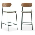 Drawer - calicosy - lot de 2 tabourets en tissu avec pieds en mtal h66 cm - adriana