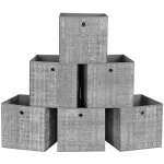 Calicosy - lot de 6 cubes de rangement pliables gris en tissu non tisss - 30x30x30 cm gris