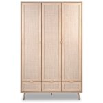 Calicosy - armoire 3 portes 3 tiroirs et 2 penderies l120 cm - impression rotin - bali Calicosy - armoire 3 portes 3 tiroirs et 2 penderies l120 cm - impression rotin - bali