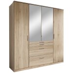 Les tendances - calicosy - armoire 4 portes dont 1 miroir, 4 tiroirs - l180 cm