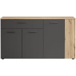 Calicosy - bahut - esteban - en panneaux de particules - chene blond / gris anthracite - 3 portes - 1 ...