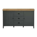 Calicosy - buffet 2 portes 3 tiroirs 146 cm dcor chne et vert fonc - ava