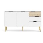 Calicosy - buffet 2 portes, 3 tiroirs blanc et dcor chne l147, 2 cm - billund