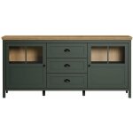 Calicosy - buffet 2 portes 3 tiroirs 185 cm décor chêne et vert foncé - ava Calicosy - buffet 2 portes 3 tiroirs 185 cm décor chêne et vert foncé - ava