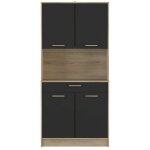 Calicosy - buffet haut 4 portes 1 tiroir, décor chêne et noir - l83 x h176 cm - dolce Calicosy - buffet haut 4 portes 1 tiroir, décor chêne et noir - l83 x h176 cm - dolce
