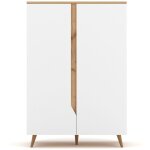 Calicosy - buffet haut 2 portes 90x42x132 cm blanc et naturel - marwa