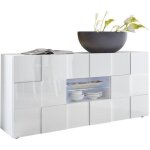 Calicosy - buffet milano - d�cor blanc laqu� brillant - 2 portes 2 tiroirs - l181 x p43 x h84 cm