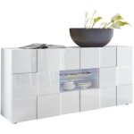 Calicosy - buffet milano - dcor blanc laqu brillant - 2 portes 2 tiroirs - l181 x p43 x h84 cm