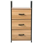 Calicosy - chiffonnier 3 tiroirs intiss�s fa�ade d�cor bois - l40 cm