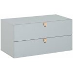 Calicosy - commode grise 2 tiroirs avec poignes bois - stige