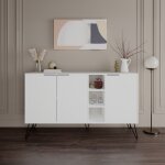Calicosy - console blanche avec nombreux rangements, 142x83x35, 6 cm, pour entr�e ou salon