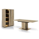 Calicosy - ensemble vaisselier 2 portes avec clairage et table  manger extensible crack - fabrication ...