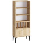 Calicosy - etag�re biblioth�que 8 tablettes 2 portes d�cor ch�ne saphir h175 cm - pollux