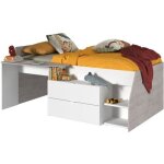 Calicosy - kim lit combine enfant contemporain decor chene silex et blanc - l 90 x l 190 ou 200 cm