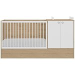 Calicosy - lit combin volutif dcor chne artisan et blanc arthur de 60x120  90x190 cm