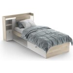 Calicosy - lit enfant life 1 personne - 90x190 / 200 - rangements - d�cor chene et blanc - demeyere - ...